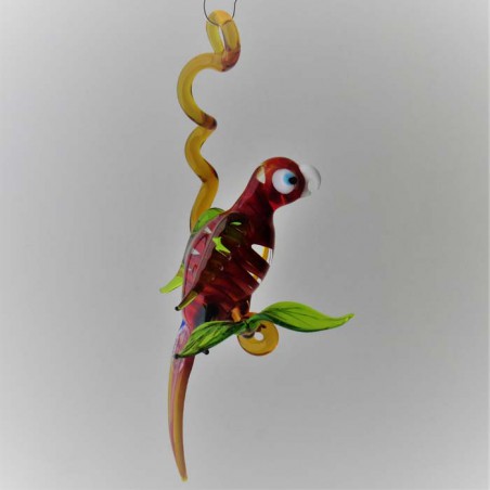 Glasvogel, Papagei 150mm auf Ast Effekt-glas, zum hängen