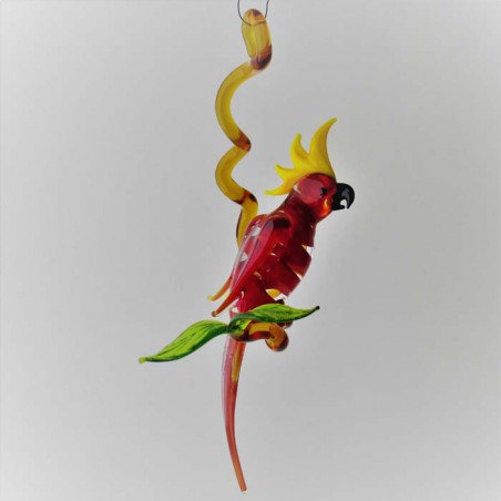 Glasvogel, Kakadu Effektglas 160 mm auf Ast zum hängen