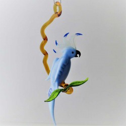 Glasvogel, Kakadu 130mm auf Ast zum hängen