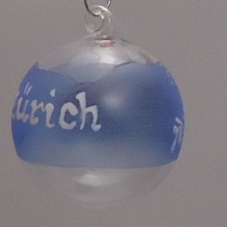 Glaskugel 100 mm Zürich blau-grau zum hängen