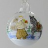 Glaskugel 080 mm  Klar mit Esel Winterlandschaft zum hängen