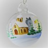 Glaskugel 080 mm  Klar mit Esel Winterlandschaft zum hängen