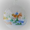 Glaskugel 080 mm  Klar mit Pferd Winterlandschaft zum hängen