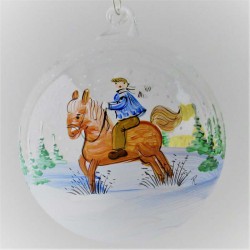 Glaskugel 080 mm  Klar mit Pferd Winterlandschaft zum hängen