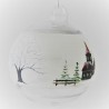 Glaskugel 080 mm klar Perle Winterlandschaft schwarz zum hängen