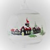 Glaskugel 080 mm klar Perle Winterlandschaft schwarz zum hängen