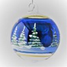 Glaskugel 060 mm Blau hl. Familie mit Goldrand  zum hängen