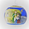 Glaskugel 100 mm Blau hl. Familie mit Goldrand  zum hängen