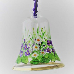 Glasglocke 060mm Frühling Veilchen mit Goldrand  zum hängen
