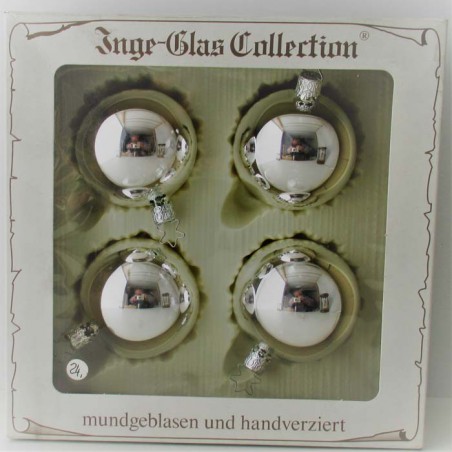 Glas Kugel Silber 6 cm Schachtel 4 Stück
