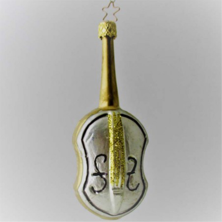 Glas Geige Gold-Silber matt 12 cm