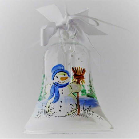 Glasglocke 060 mm klar Schneemann zum hängen