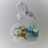 Glaskugel 120 mm Winter  klar Pferd zum hängen