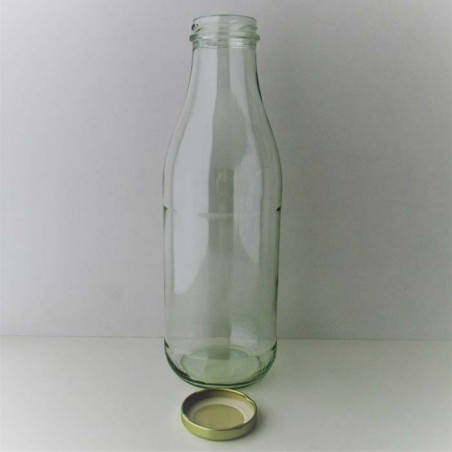 Glas Milchflasche 1 Liter 26cm mit Gold Twist-Off-Verschluss 48mm