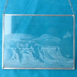 Glasbilder Rheinfall 20cm Geschliffen im Bleirahmen