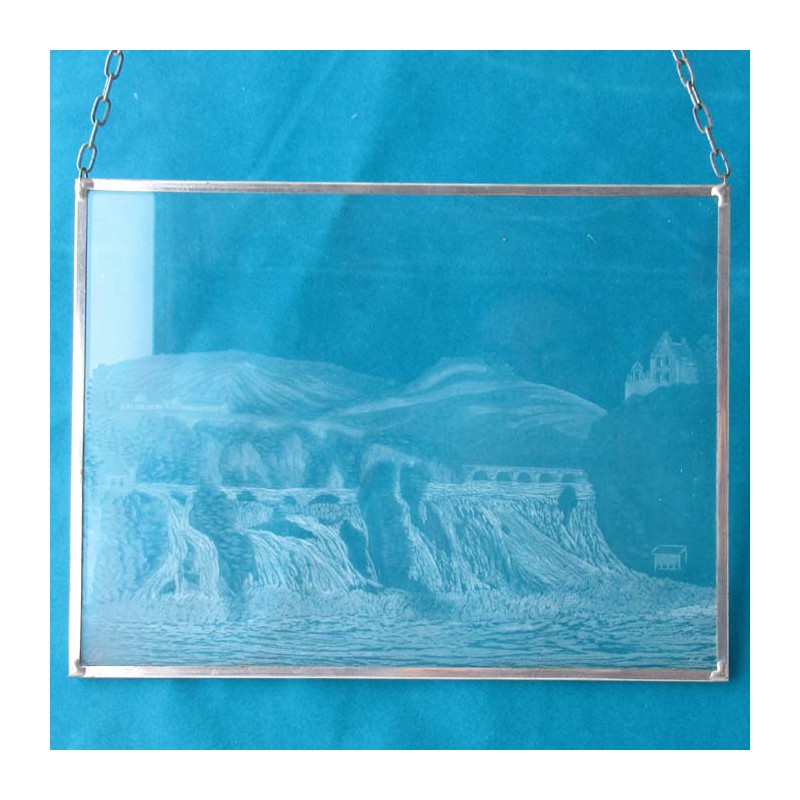 Glasbilder Rheinfall 20cm Geschliffen im Bleirahmen