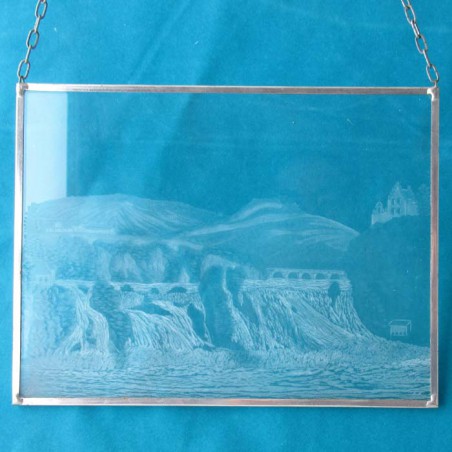 Glasbilder Rheinfall 20cm Geschliffen im Bleirahmen