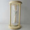 Sanduhr 50 min. 28 cm Weiss, im Holzgestell Fichte rund Sanduhr 50 min. 28 cm Weiss, im Holzgestell Fichte rund