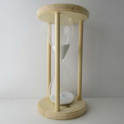 Sanduhr 50 min. 28 cm Weiss, im Holzgestell Fichte rund