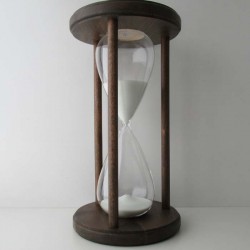 Sanduhr 50 min. 28 cm Weiss, im Holzgestell Buche dunkel rund