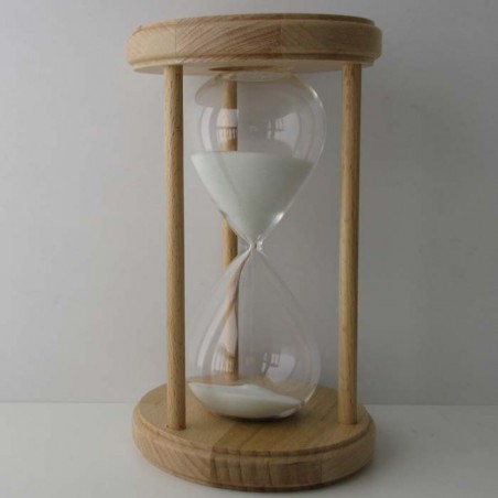 Sanduhr 15 min. 20 cm hoch im Holzgestell Buche Natur rund