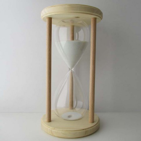 Sanduhr 60 min. 28 cm hoch im Holzgestell Fichte-Buche rund