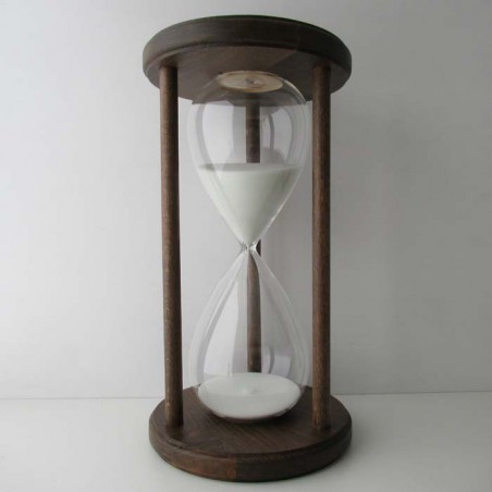 Sanduhr 60 min. 28 cm hoch im Holzgestell Buche dunkel rund