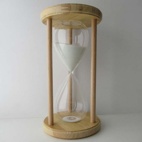 Sanduhr 60 min. 28 cm hoch im Holzgestell Esche-Buche Natur rund