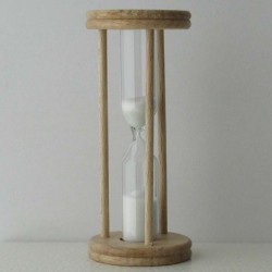 Sanduhr 30S - 2 - 3 Min. 9cm Weiss, zylindrisch Glas in Holzgestell Buche Natur,