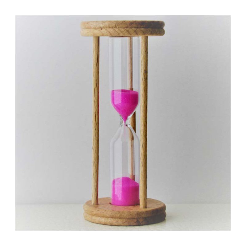 Sanduhr 2 Min. 9cm zylindrisch Glas in Holzgestell Buche Natur,