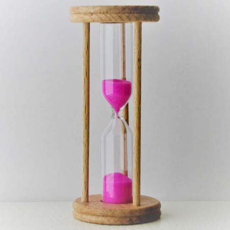 Sanduhr 2 Min. 9cm zylindrisch Glas in Holzgestell Buche Natur,