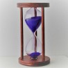 Sanduhr 5 Min. 9cm Lilla, zylindrisch Glas in Holzgestell Buche Natur - dunkel gebeizt-Mahagoni rot,