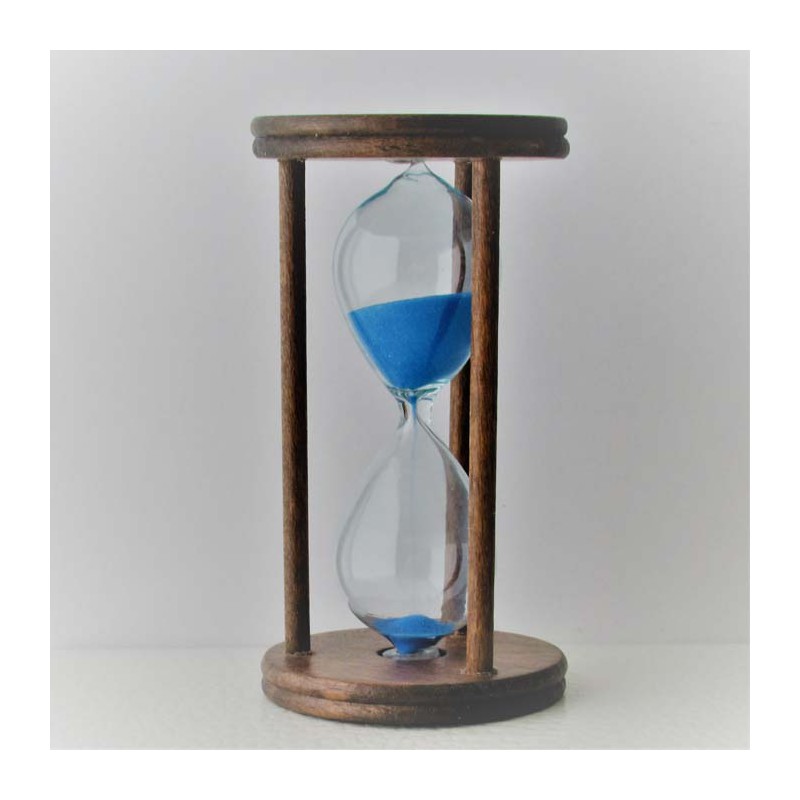 Sanduhr 10 Min. 9cm Glas in Holzgestell Buche dunkel gebeizt, Sanduhr 10 Min. 9cm Glas in Holzgestell Buche dunkel gebeizt,