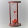 Sanduhr 10 Min. 9cm zylindrisch Glas in Holzgestell Mahagoni rot gebeizt, Sanduhr 10 Min. 9cm zylindrisch Glas in Holzgestell Mahagoni rot gebeizt,
