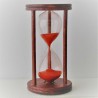 Sanduhr 10 Min. 9cm zylindrisch Glas in Holzgestell Mahagoni rot gebeizt, Sanduhr 10 Min. 9cm zylindrisch Glas in Holzgestell Mahagoni rot gebeizt,