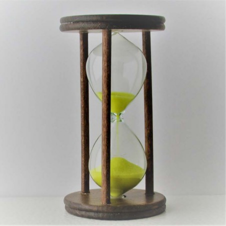 Sanduhr 3 min 9cm Glas in Holzgestell Buche dunkel gebeizt,