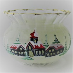 Glas Windlicht 80mm gross perle Hauser schwarz-rot