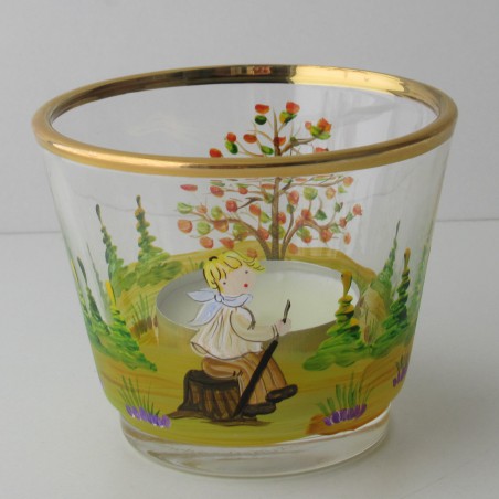 Glas Windlicht 75mm konisch klar Herbst Wanderer Kinder