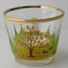 Glas Windlicht 75mm konisch klar Herbst Rechen mit Kinder