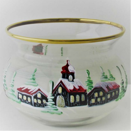 Glas Windlicht 80mm gross  perle Hauser schwarz-rot