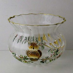 Glas Windlicht 80mm Eule Braun gross