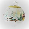 Glaskugel 060 mm Perle Winterlandschaft mit Goldrand zum hängen