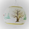 Glaskugel 080 mm Perle Winterlandschaft mit Goldrand zum hängen