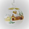 Glaskugel 040 mm  Klar Winterlandschaft mit Goldrand zum hängen