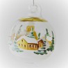 Glaskugel 040 mm  Klar Winterlandschaft mit Goldrand zum hängen