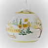 Glaskugel 060 mm  Klar Winterlandschaft mit Goldrand zum hängen