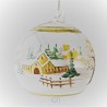 Glaskugel 080 mm  Klar Winterlandschaft mit Goldrand zum hängen