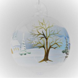 Glaskugel 060 mm Hellblau Winterlandschaft  zum hängen