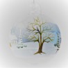 Glaskugel 060 mm Hellblau Winterlandschaft  zum hängen