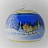 Glaskugel 140 mm Blau Winterlandschaft mit Goldrand zum hängen